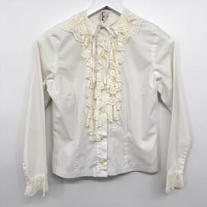 Vintage 70s Top Shirt Blouse Size S M Coquette Ethereal Prairie Victorian Fairy